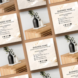 Cartão De Visita Quadrado Foto do logotipo clássico de folha de ouro moderno