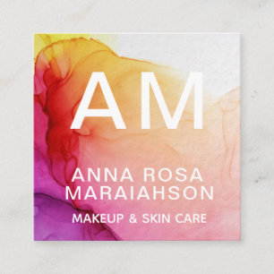 Cartão De Visita Quadrado *~* FOTO DO LOGOTIPO QR do Modern Ombre Abstrato A