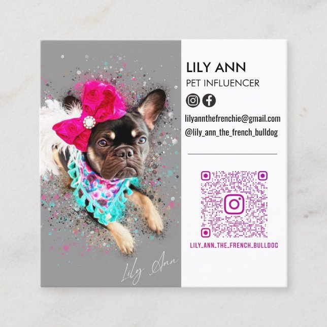 Cartão De Visita Quadrado Foto dupla QR de mídia social moderna (Frente)