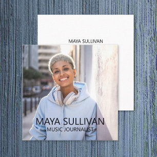 Cartão De Visita Quadrado Foto Jornalista do Radio Music Professional