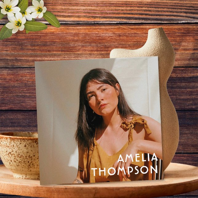 Cartão De Visita Quadrado Foto: Mostarda Verde Floral Flor Amarelo Flor (Front)