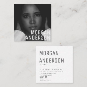 Cartão De Visita Quadrado Foto profissional simples e minimalista moderna