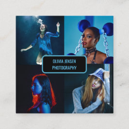 Cartão De Visita Quadrado Foto profissional simples minimalista moderna qr c