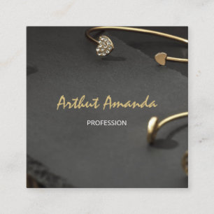 Cartão De Visita Quadrado Foto rosa Dourada Negra Negra,  e luxuosa