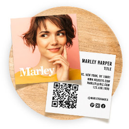 Cartão De Visita Quadrado Foto Simples e Simples de Diversão Profissional