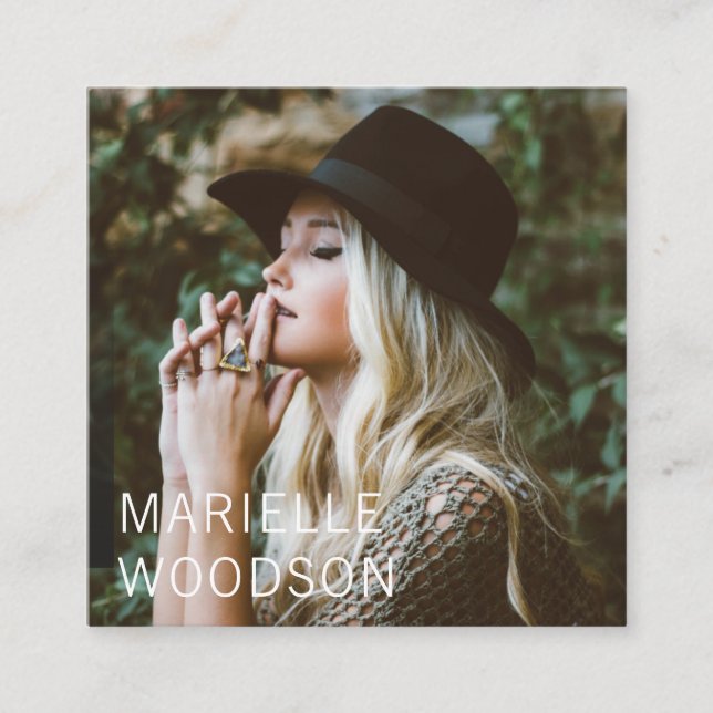 Cartão De Visita Quadrado Foto simples minimalista moderna (Frente)