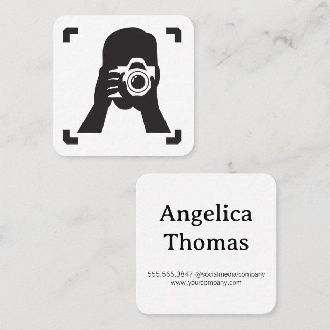 Cartão De Visita Quadrado Fotografador Tirando Foto (Frente/Verso)