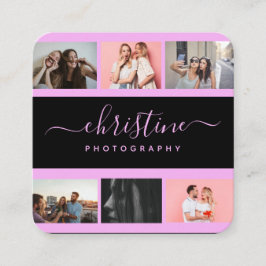 Cartão De Visita Quadrado Fotografia Colagem e Caligrafia Monograma 