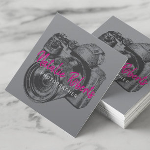 Cartão De Visita Quadrado Fotografia da câmera profissional fotográfica