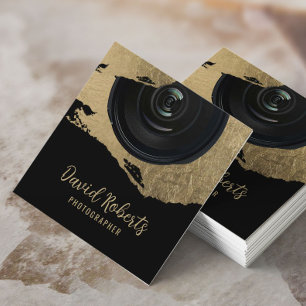 Cartão De Visita Quadrado Fotografia de Dourada Brushbrak moderna e fotógraf