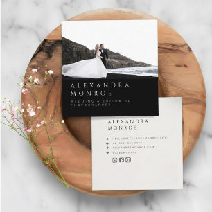 Cartão De Visita Quadrado Fotografia de Fotógrafo de Casamento Minimalista