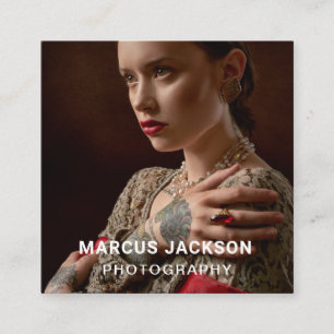 Cartão De Visita Quadrado Fotografia do Retrato Elegante