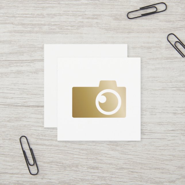 Cartão De Visita Quadrado Fotografia Dourado moderna do logotipo da câmera (Frente/Verso In Situ)
