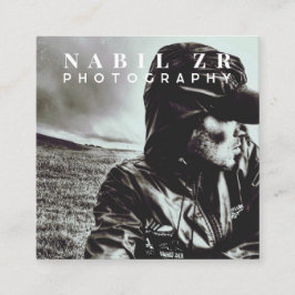 Cartão De Visita Quadrado fotografia mínima moderna a preto e branco