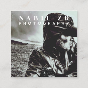 Cartão De Visita Quadrado fotografia mínima moderna a preto e branco