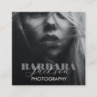 Cartão De Visita Quadrado Fotografia mínima moderna em preto e branco