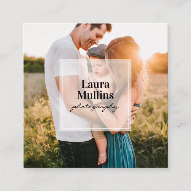 Cartão De Visita Quadrado Fotografia moderna quadrada branca mínima geométri (Frente)