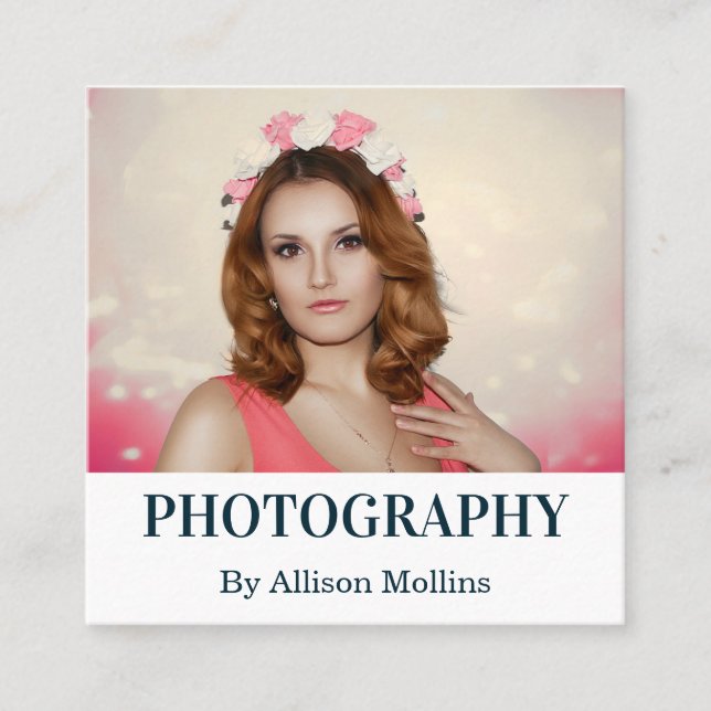 Cartão De Visita Quadrado Fotografia simples e limpa moderna e elegante (Frente)