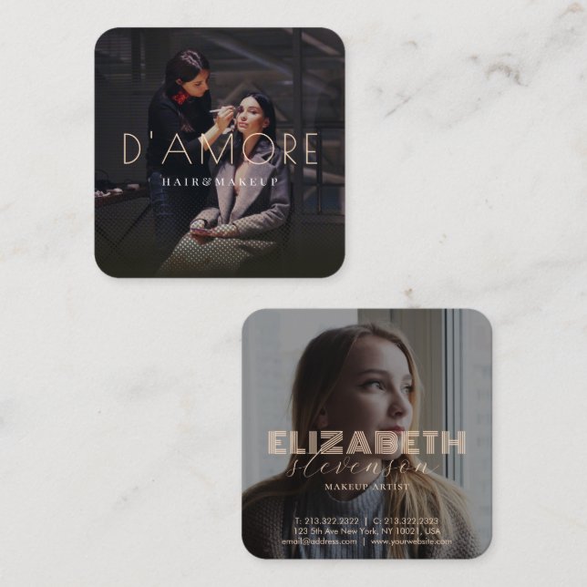 Cartão De Visita Quadrado Fotografias Douradas do moderno luxo profissional (Frente/Verso)