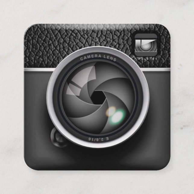 Cartão De Visita Quadrado Fotógrafo de Câmera Realista (Frente)