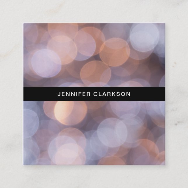 Cartão De Visita Quadrado Fotógrafo Dourado e azul do profissional do bokeh (Frente)