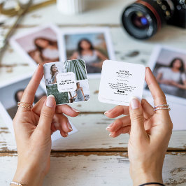 Cartão De Visita Quadrado Fotógrafo Elegante de borda branca, mínimo moderno