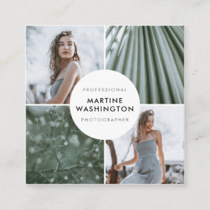 Cartão De Visita Quadrado Fotografo Elegante de borda branca moderno mínimo