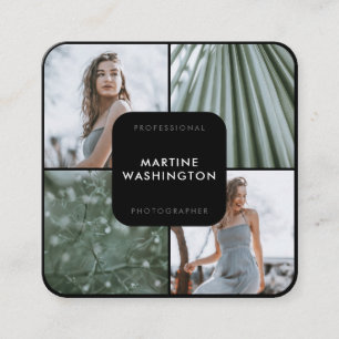 Cartão De Visita Quadrado Fotógrafo Elegante de fronteira negra mínimo moder