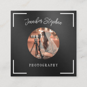Cartão De Visita Quadrado Fotógrafo Freelance Código QR de Foto Personalizad
