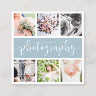 Cartão De Visita Quadrado Fotógrafo moderno elegante de colagem de fotos