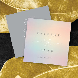 Cartão De Visita Quadrado Fotógrafo moderno minimalista e iridescente e lumi