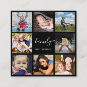 Cartão De Visita Quadrado Fotógrafo Profissional de Script de Colagem de Fo