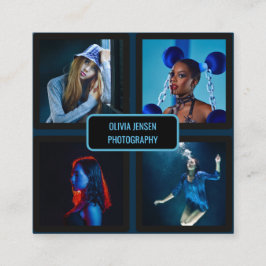 Cartão De Visita Quadrado Fotógrafo Profissional Moderno Simples de 4 Fotos