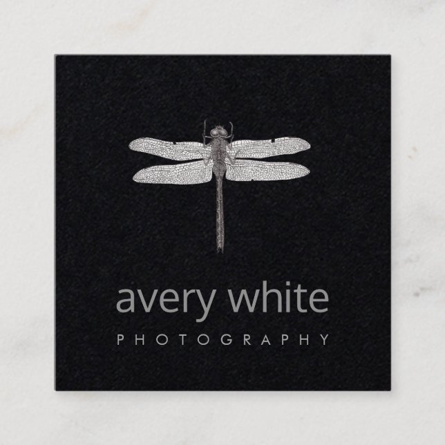 Cartão De Visita Quadrado Fotógrafo profissional preto simples (Frente)