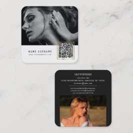 Cartão De Visita Quadrado fotos modernas e sofisticadas de rede QR code