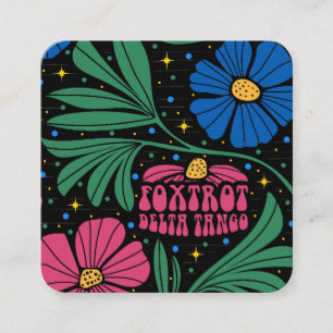 Cartão De Visita Quadrado Foxtrot Delta Tango Flower Boho