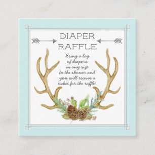 Cartão De Visita Quadrado Fralda Raffle Ticket Deer Antlers Floresta Russa