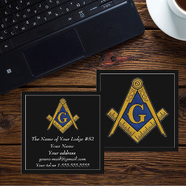 Cartão De Visita Quadrado Freemason Masonic Masonry Black