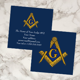 Cartão De Visita Quadrado Freemason Masonic Masonry Marinho Blue