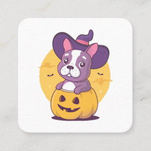 Cartão De Visita Quadrado Frenchie Halloween