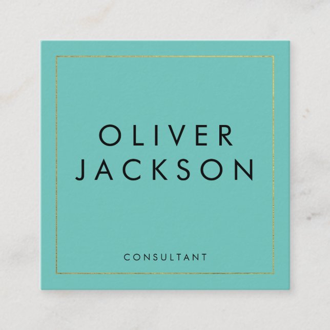 Cartão De Visita Quadrado Fronteira Dourada mínima profissional (Frente)