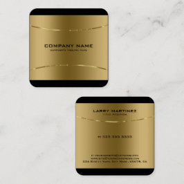 Cartão De Visita Quadrado Fronteira Negra Dourada de Aço Inoxidável Metálico