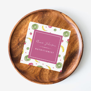 Cartão De Visita Quadrado Fruta Colorida, Mídia Social Nutricionista e Códig