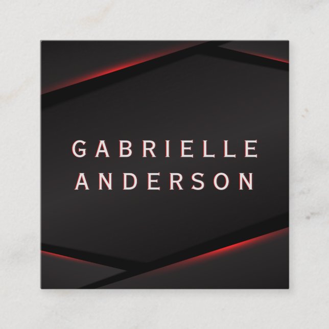 Cartão De Visita Quadrado Fundo Abstrato de Brilho Vermelho (Frente)