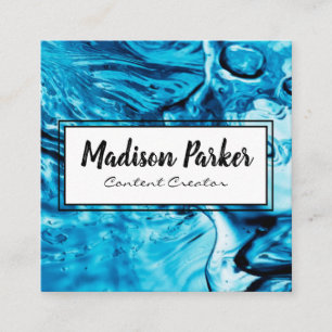 Cartão De Visita Quadrado Fundo de Água Manuscrito