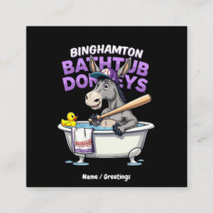 Cartão De Visita Quadrado Funny Binghamton Baseball Bathtub Donkey Vintage