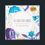 Cartão De Visita Quadrado Funny Quirky Pattern Graphic Designer Illustrator<br><div class="desc">Esses cartões de visitas legal com ilustração de padrão de estilo de rabisco divertido seriam excelentes para designer/ilustrador gráfico. Adicione facilmente seus próprios detalhes clicando na opção "personalizar este modelo". Se tiver perguntas/pedidos relacionados com o design,  não hesite em contactar-nos.</div>