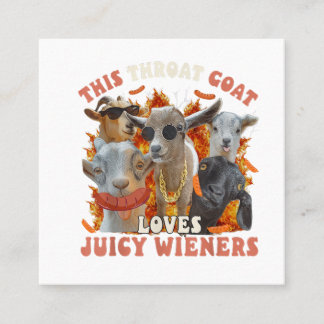 Cartão De Visita Quadrado Funny Throat Goat Swallows Juicy Business Card