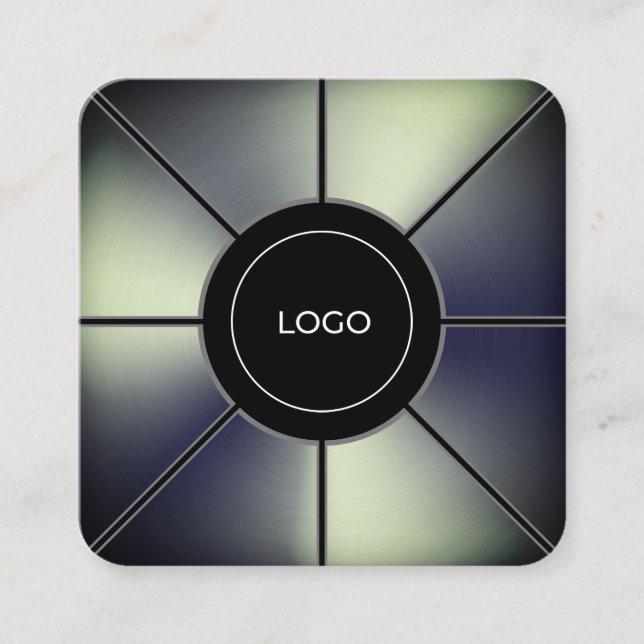 Cartão De Visita Quadrado Futurística de textura metálica falsa em arbustos  (Frente)