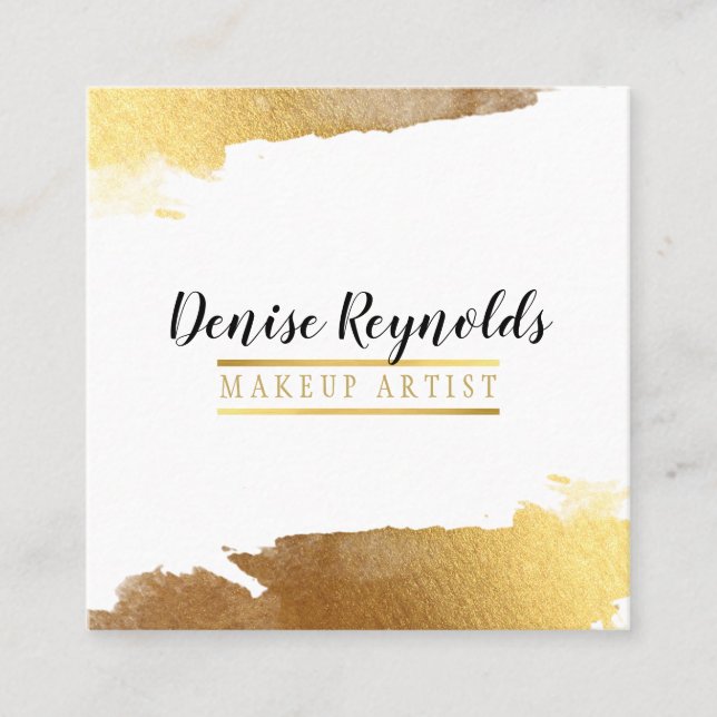 Cartão De Visita Quadrado GABINETE na moda-moderno, GABINETE DOURADO (Frente)